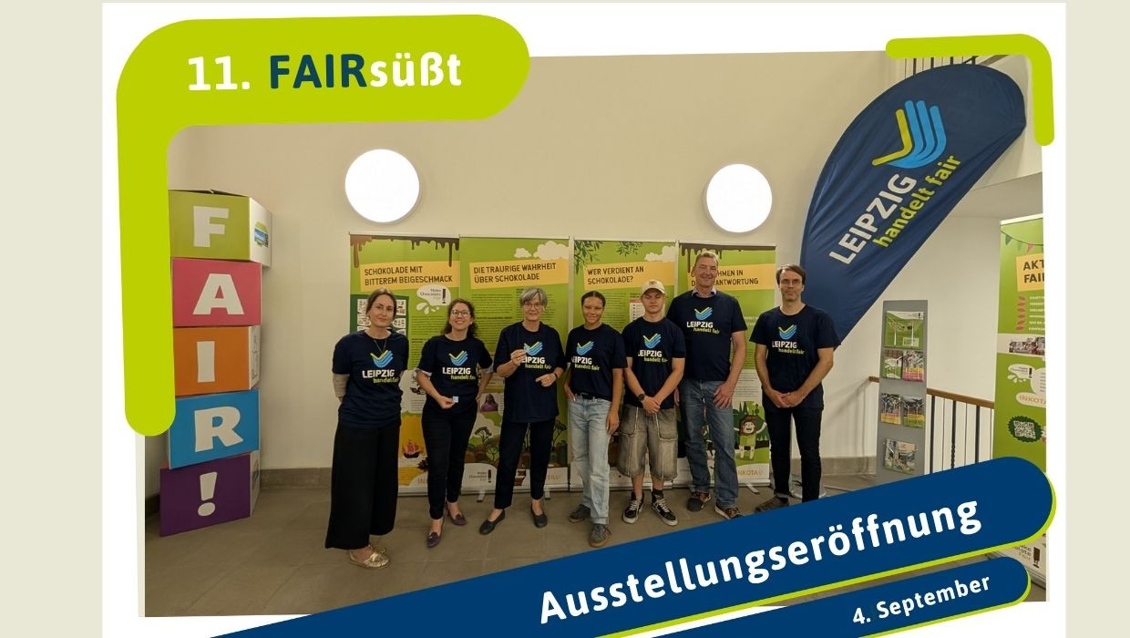 Ausstellungseröffnung "Make Chocolate Fair" am 4. September 2026 in der Stadtbibliothek am Wilhelm-Leuschner-Platz.
